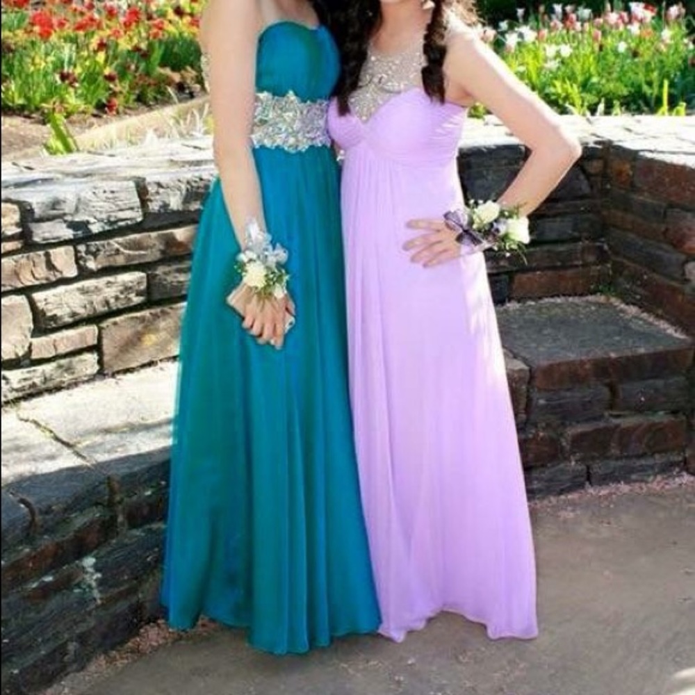 Lilac Prom Dress w Jeweled Neckline